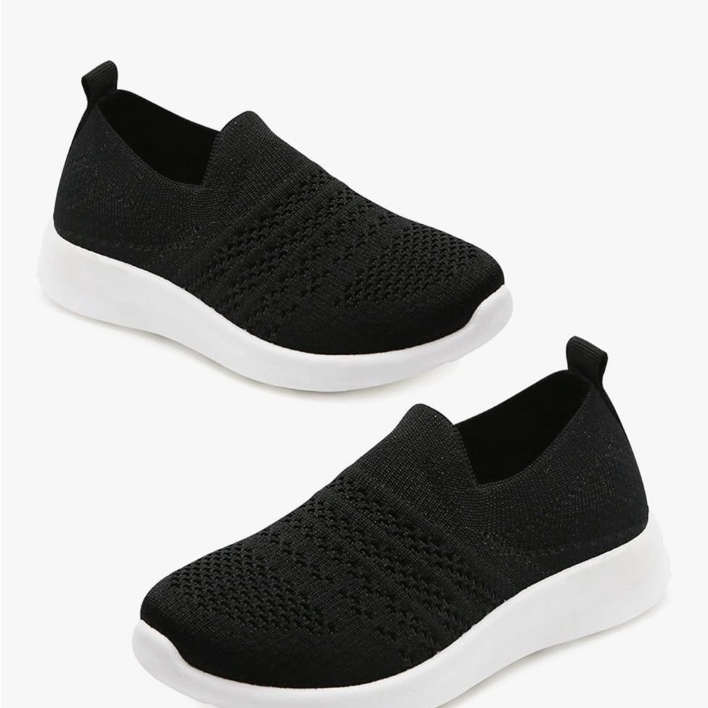 Black Knit Slip-On Sneakers